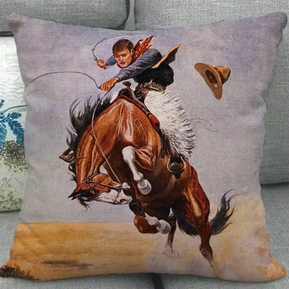 Other - Western Pillow Cowboy Rodeo Horse Bronc Rider